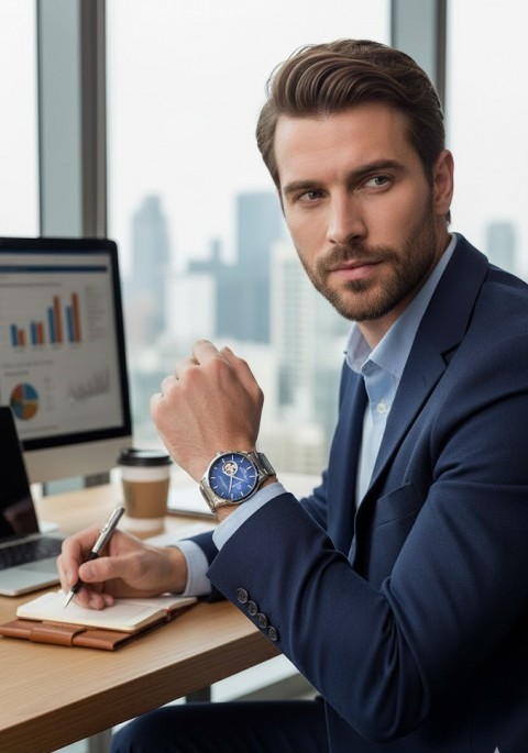 BİGOTTİ ÇELİK KORDON ÇELİK KASA LACİVERT KADRANLI ERKEK KLASİK KOL SAATİ