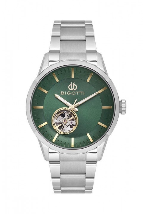 BİGOTTİ ÇELİK KORDON VE KASALI, DERİN YEŞİL KADRANLI KLASİK ERKEK KOL SAATİ