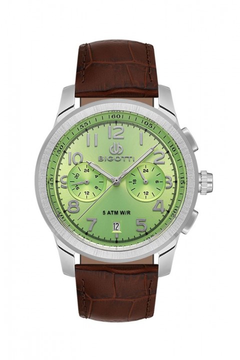 BİGOTTİ  KAHVERENGİ DERİ, YEŞİL KADRAN ERKEK KOL SAATİ