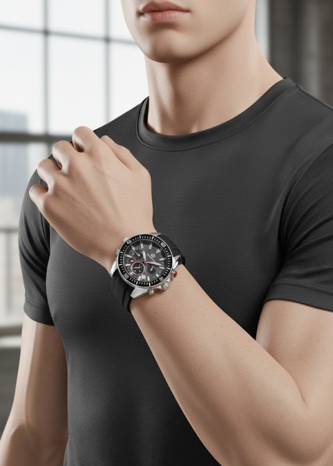 BİGOTTİ SİLİKON KORDONLU SPORTİF ERKEK KOL SAATİ