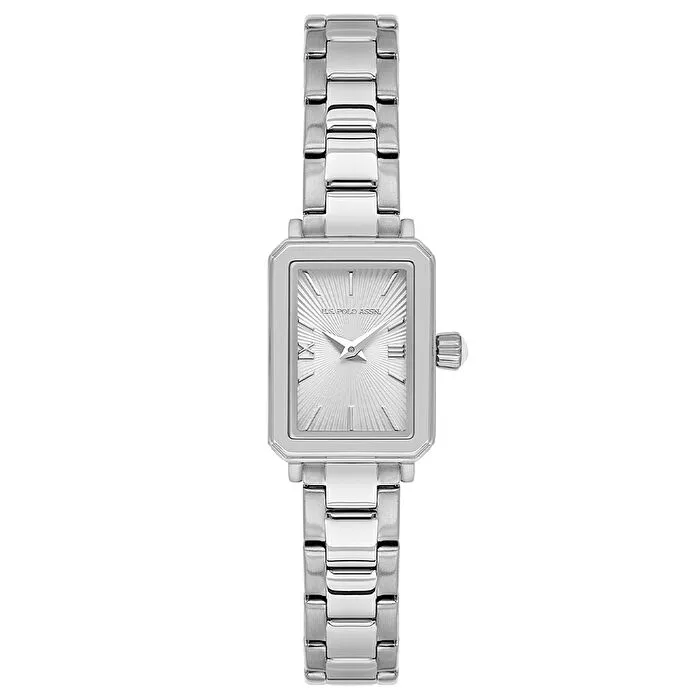 U.S. POLO DİKDÖRTGEN KASA GÜMÜŞ RENK KADIN KOL SAATİ