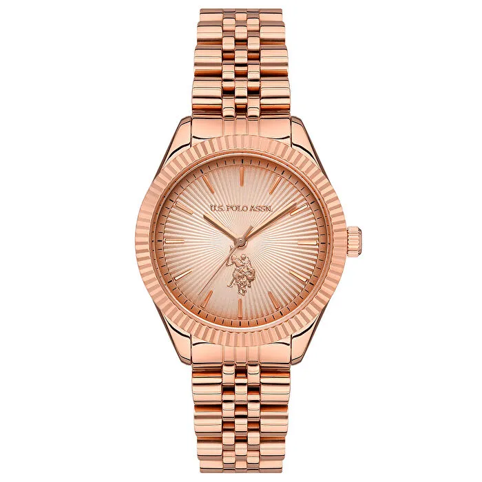 U.S. POLO ROSE DERİN ÇİZGİLİ KADRAN KADIN KOL SAATİ