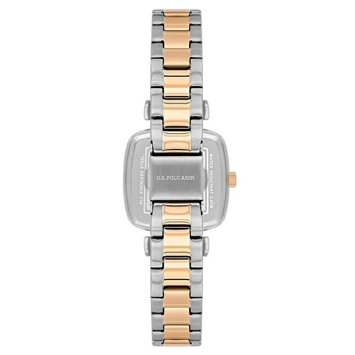 U.S. POLO ROSE GÜMÜŞ, KARE TAŞLI KASA KADIN KOL SAATİ